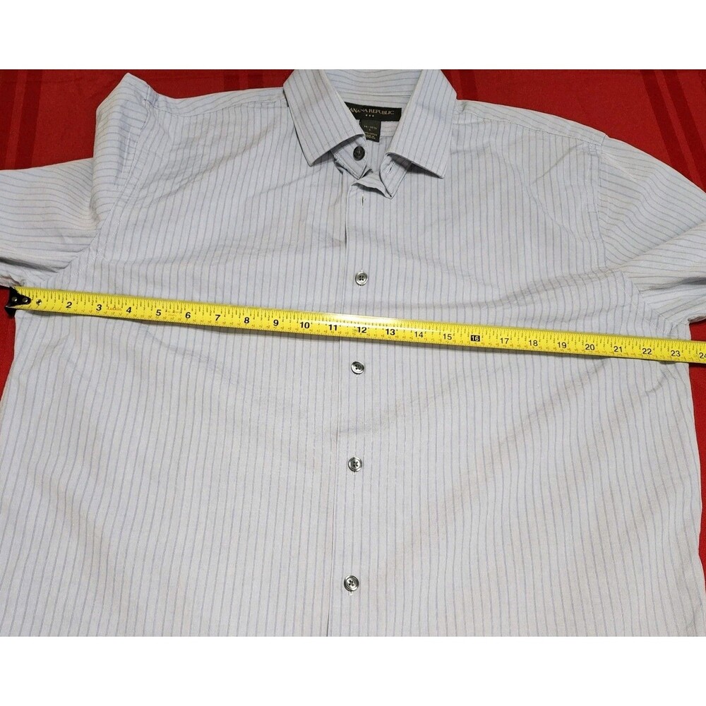Banana Republic Men’s Large Blue White Striped Button Up Shirt 16-16.5 Cotton - Picture 4 of 10